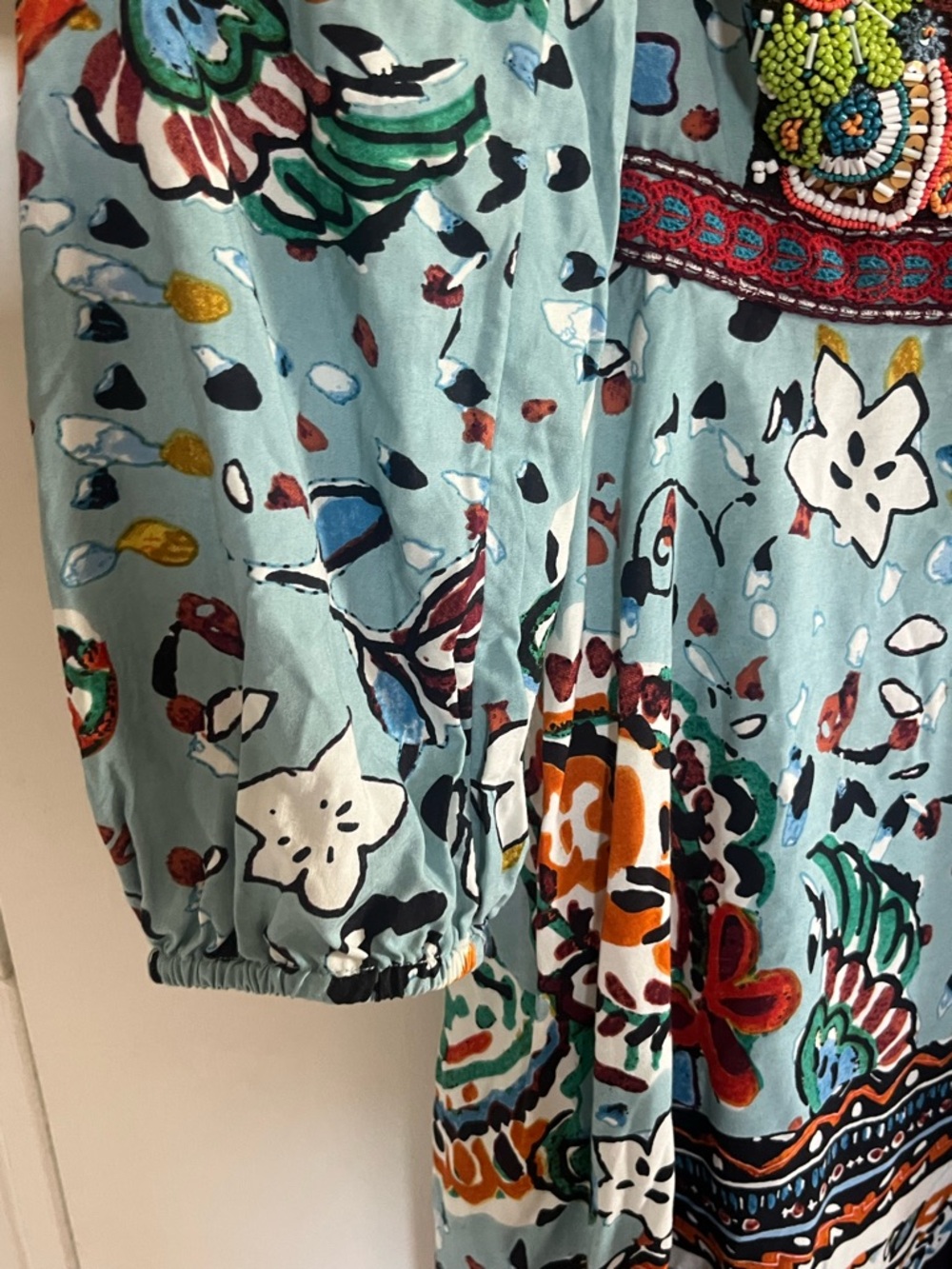 Anthropologie Akemi + Kin Karmina Blue Beaded Floral Paisley Midi Dress Size 4 - Picture 4 of 15